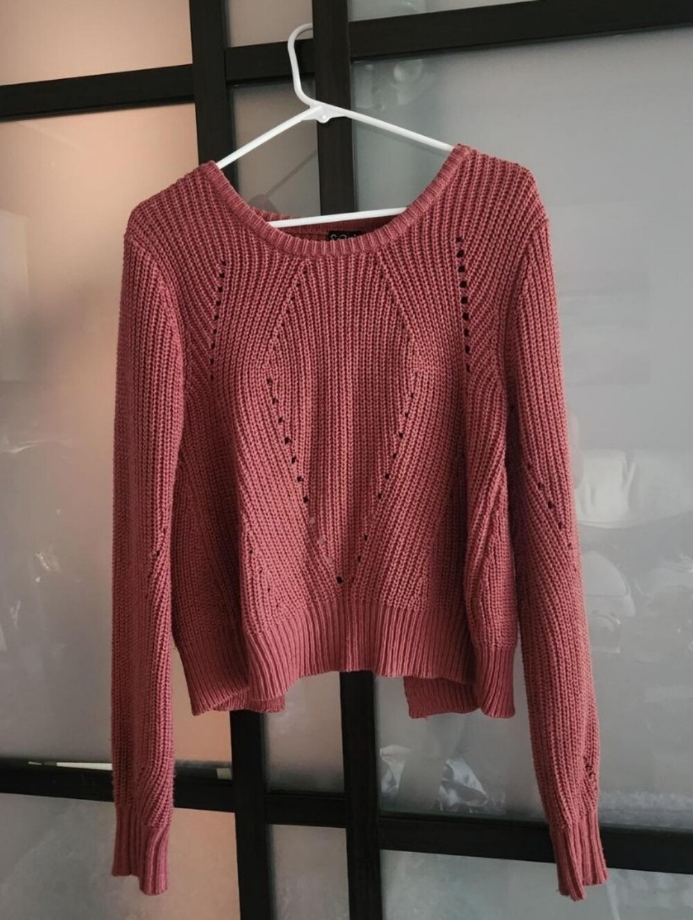 Women’s Rose Knit Crewneck Sweater With Sexy Open Back